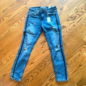 Zara Sparkle Side Stripe Blue Skinny Jeans